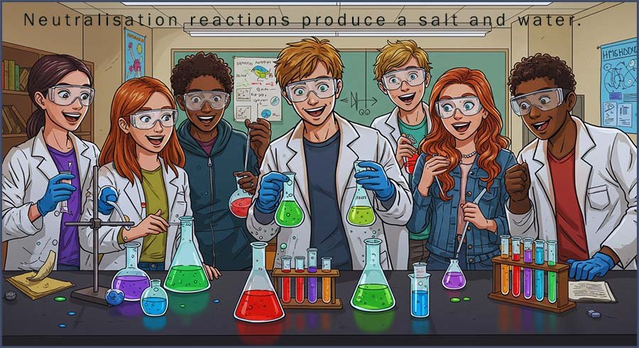 Students carrying out a neutralisation reaction.